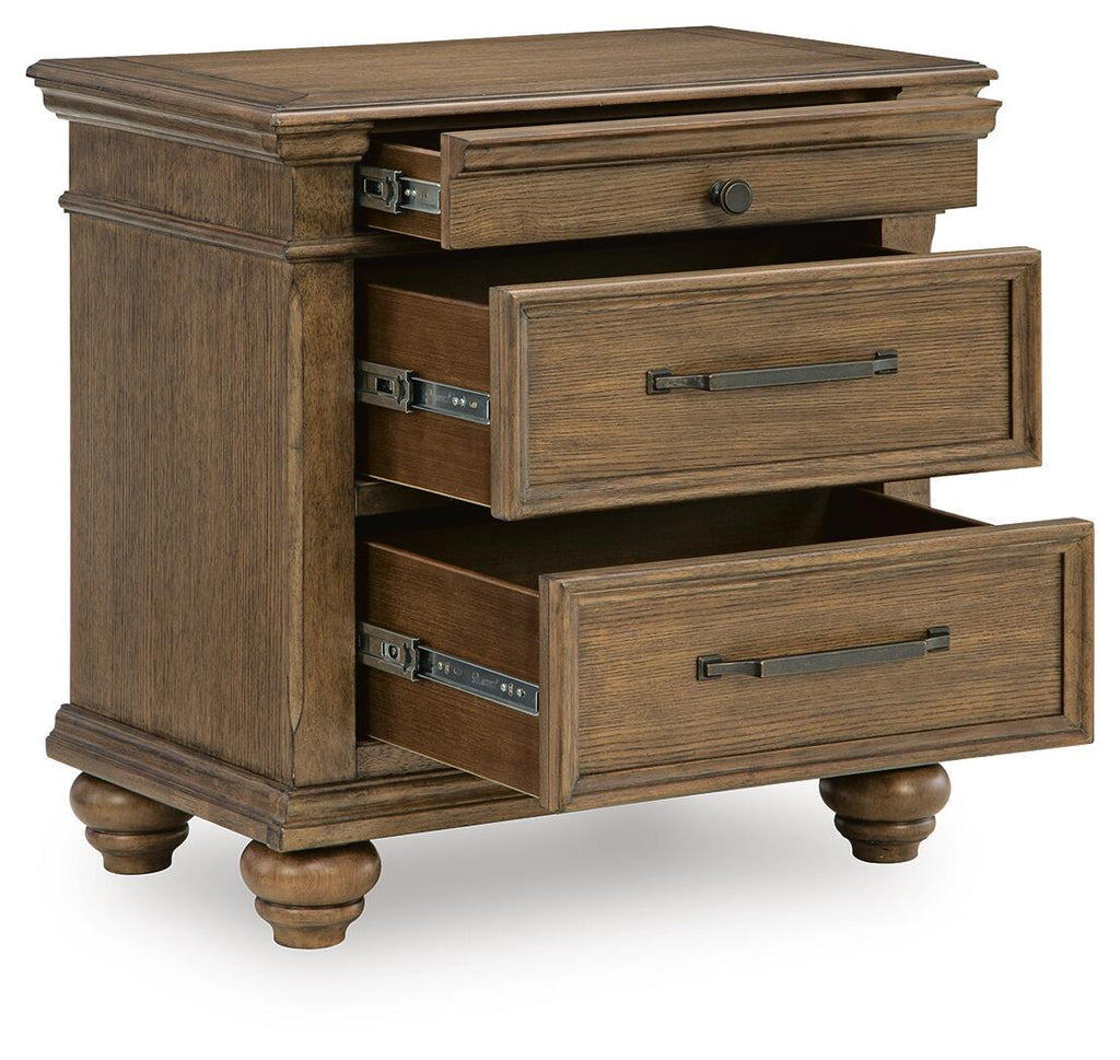Karallin - Three Drawer Night Stand - Medium Brown - Stylish Home Furniture