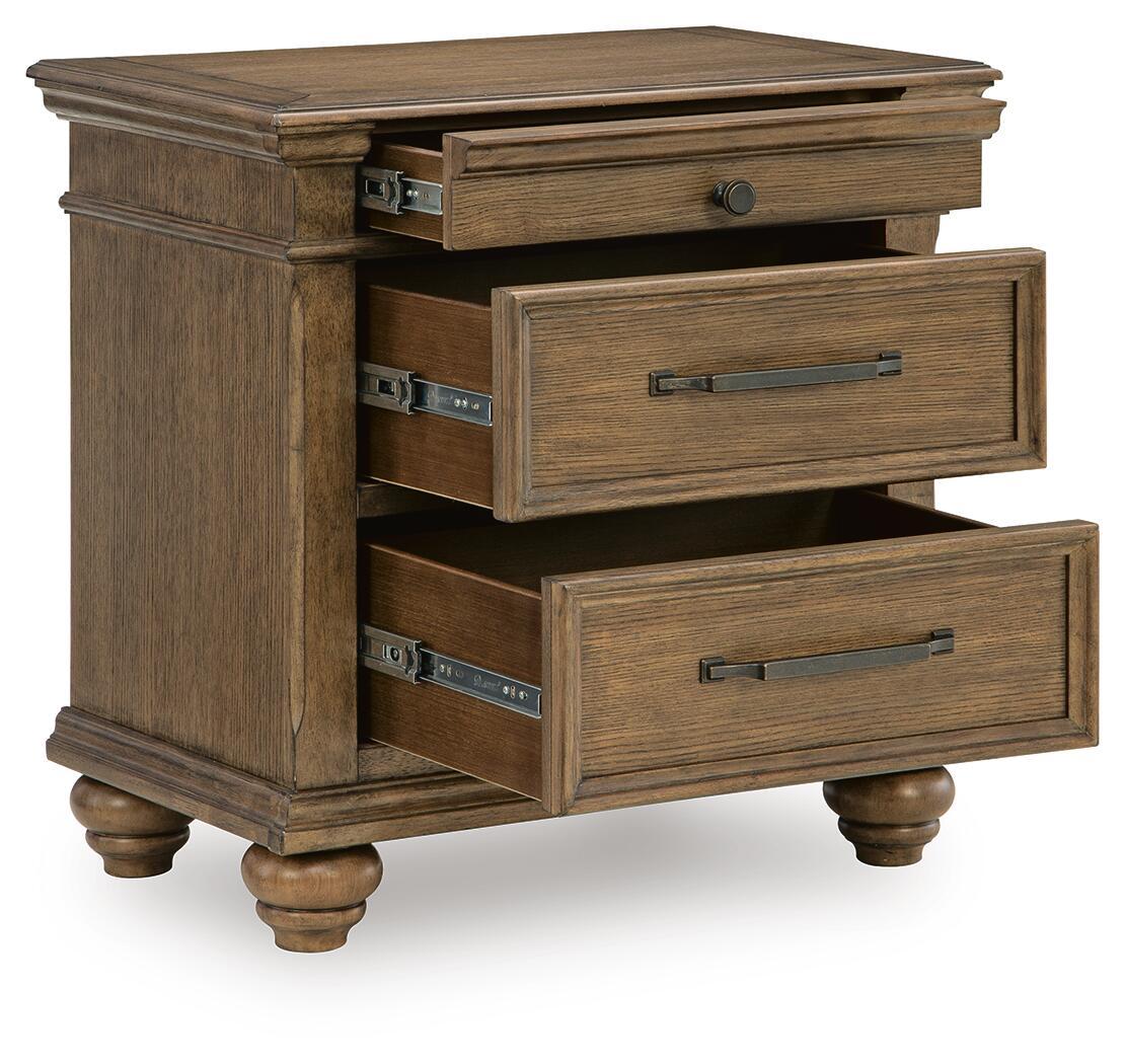 Karallin - Three Drawer Night Stand - Medium Brown - Stylish Home Furniture