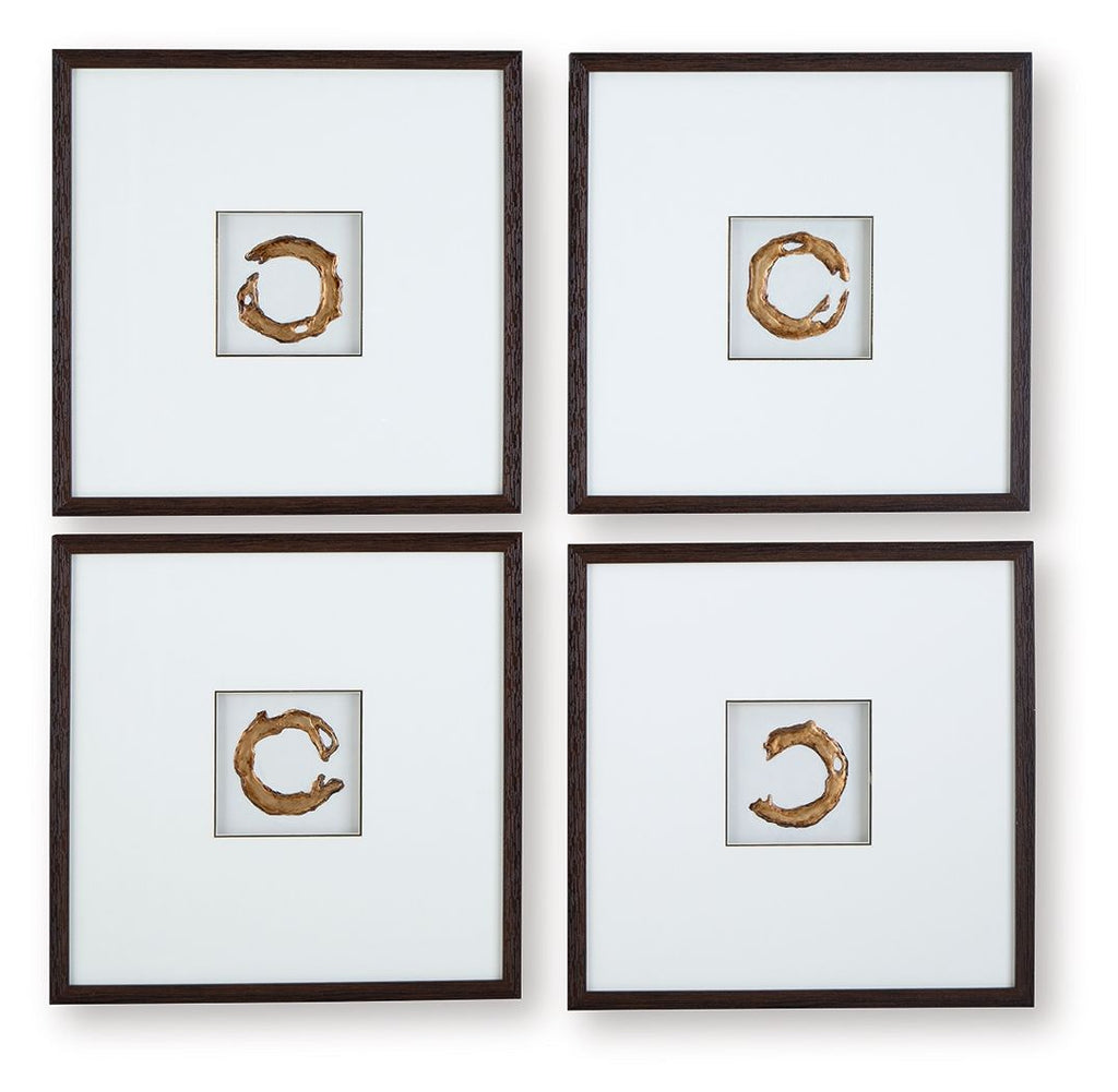 Dallbourne - Wall Art Set (Set of 4) - White / Gold Finish - Stylish Home Furniture