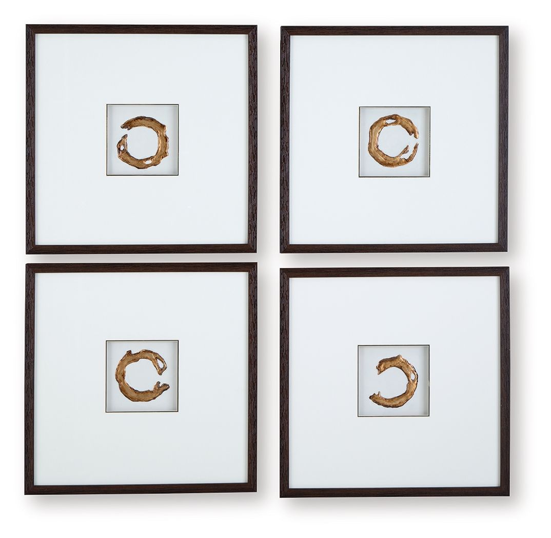 Dallbourne - Wall Art Set (Set of 4) - White / Gold Finish - Stylish Home Furniture