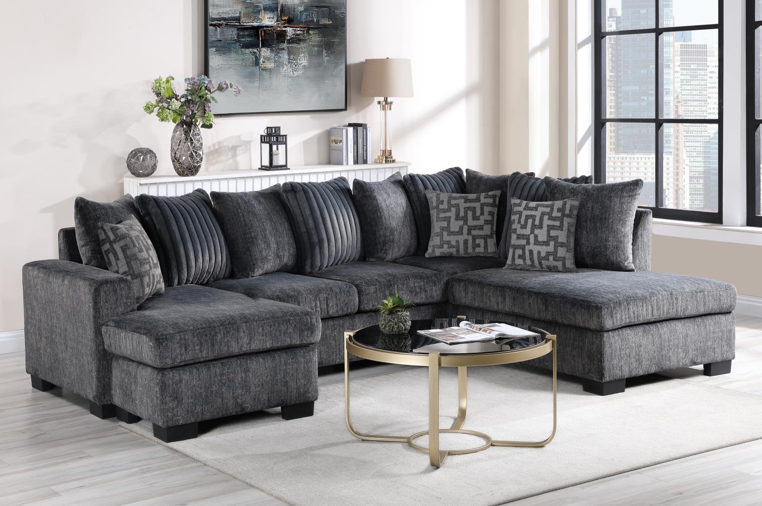 U264 - 3 Piece Sectional - Charcoal - Stylish Home Furniture
