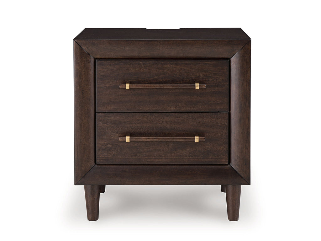 Dantenton - Two Drawer Night Stand - Merlot - Stylish Home Furniture