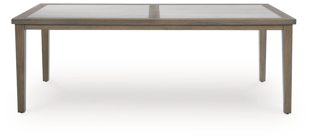 Rainier Ranch - Rectangle Dining Table With Umbrella Option - Brown / Beige - Stylish Home Furniture
