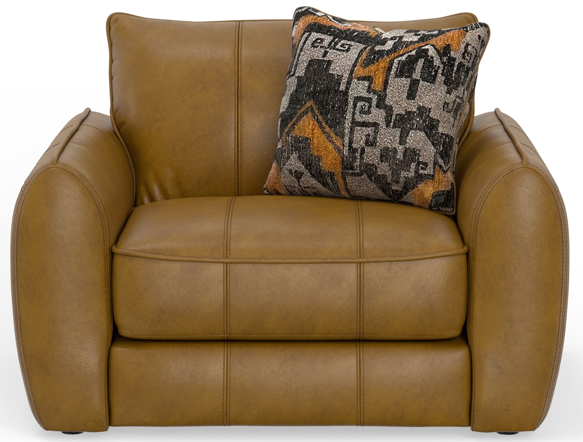 Corvara - Top Grain Italian Leather Match Chair & 1/2 - Caramel - Stylish Home Furniture