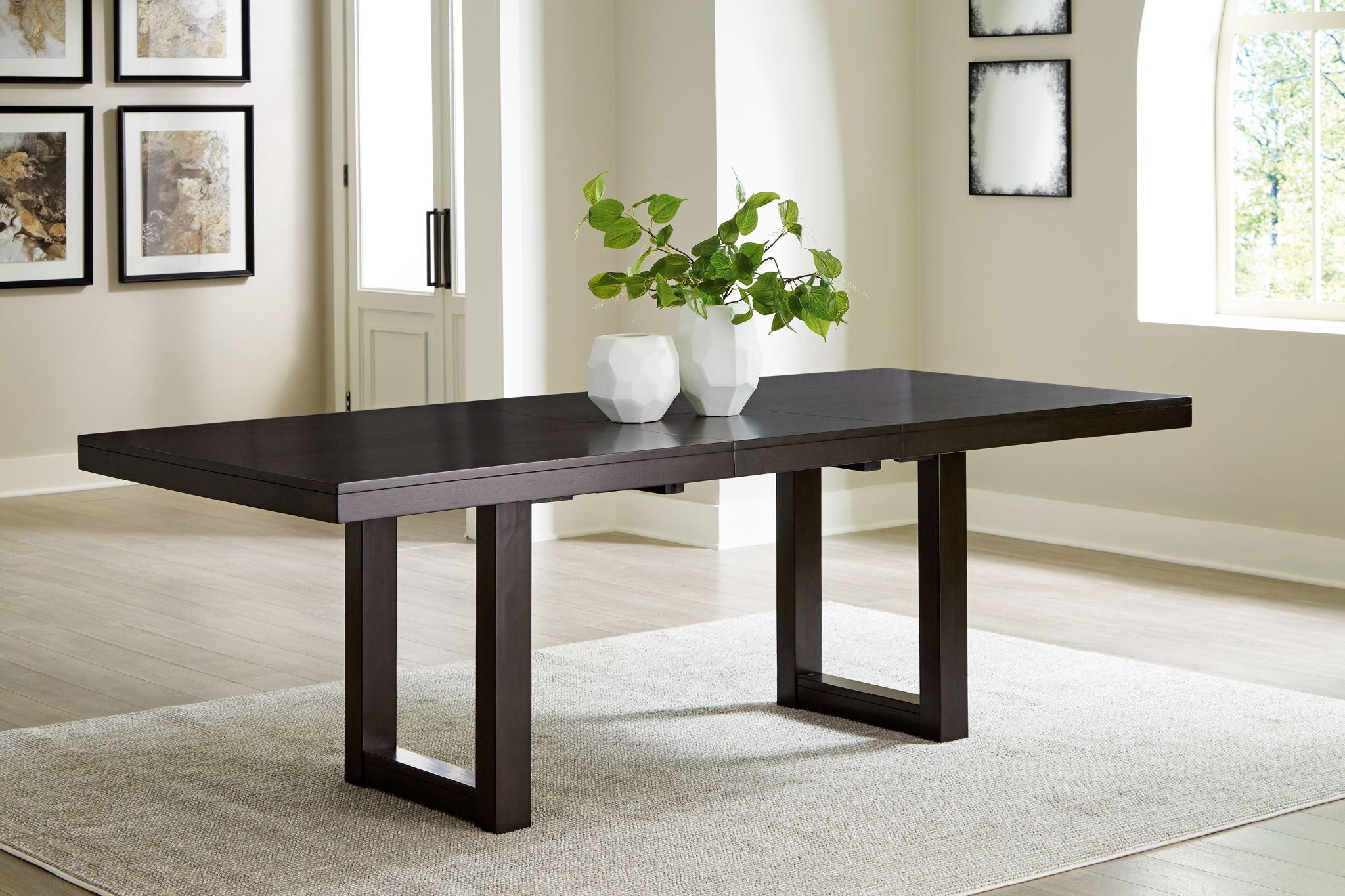 Neymorton - 7 Pc. - Rectangular Extension Table, 6 Side Chairs - Dark Grayish Brown - Stylish Home Furniture