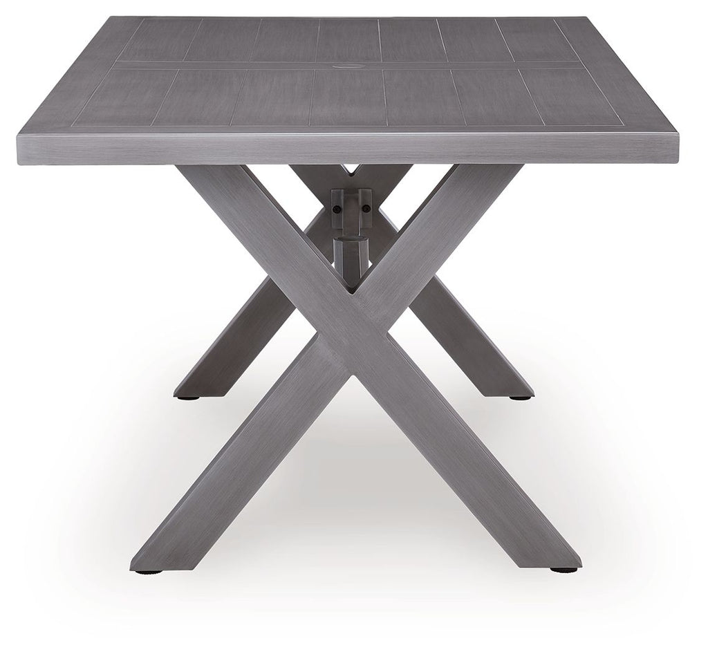 Half Moon Beach - Rectangular Dining Table With Umbrella Option - Gray - Stylish Home Furniture