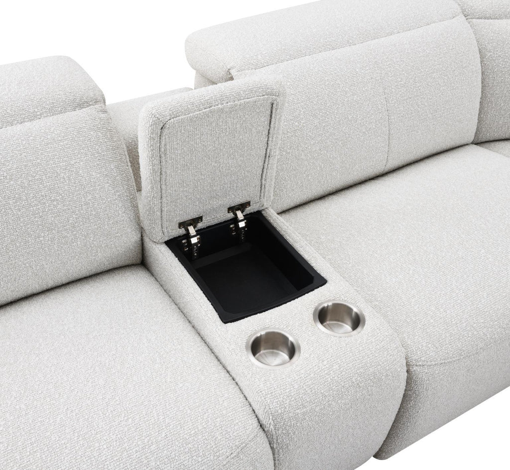 U15 - 6 Piece Beige Power Reclining Sectional With Power Headrest - White - Stylish Home Furniture