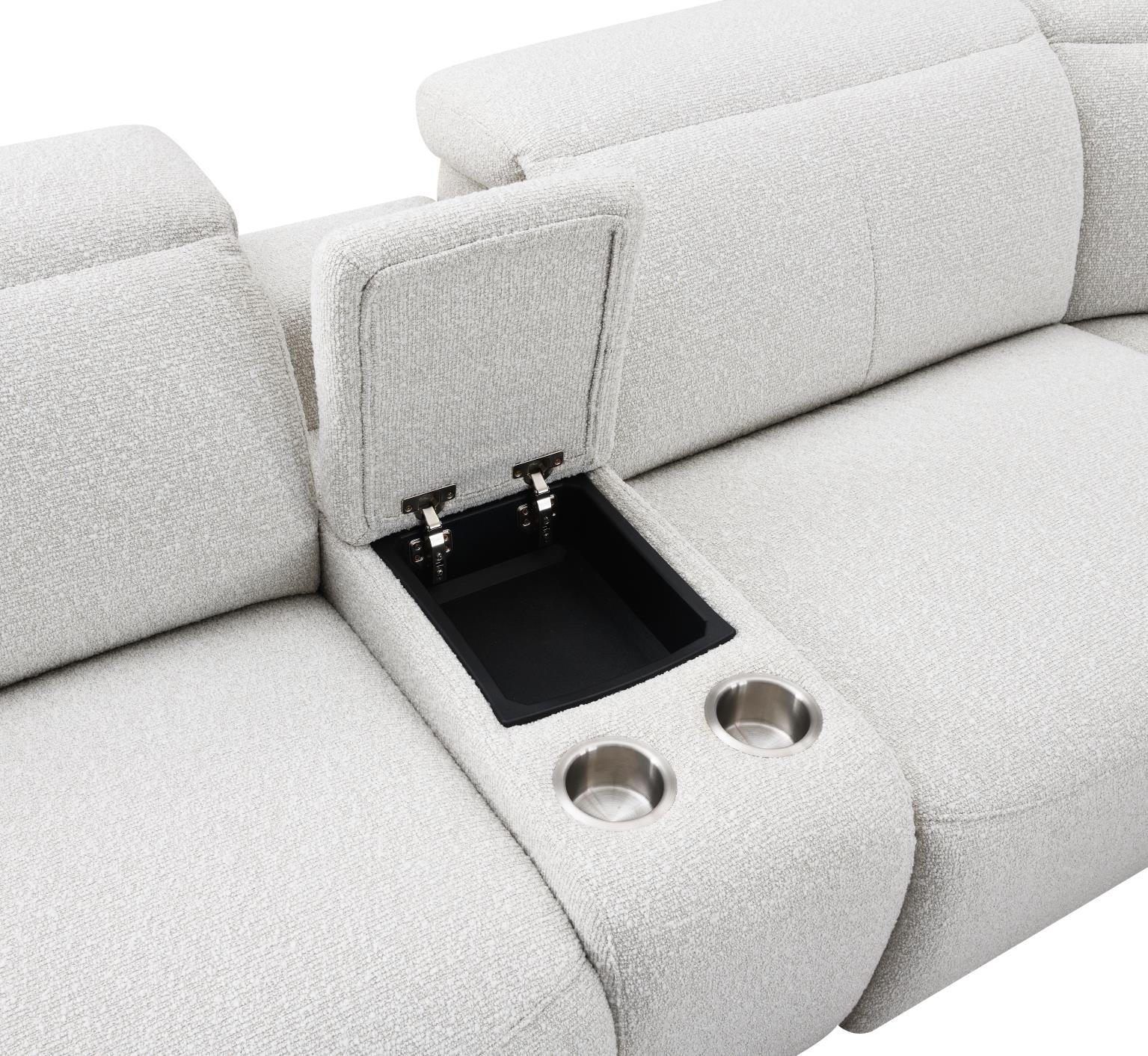 U15 - 6 Piece Beige Power Reclining Sectional With Power Headrest - White - Stylish Home Furniture