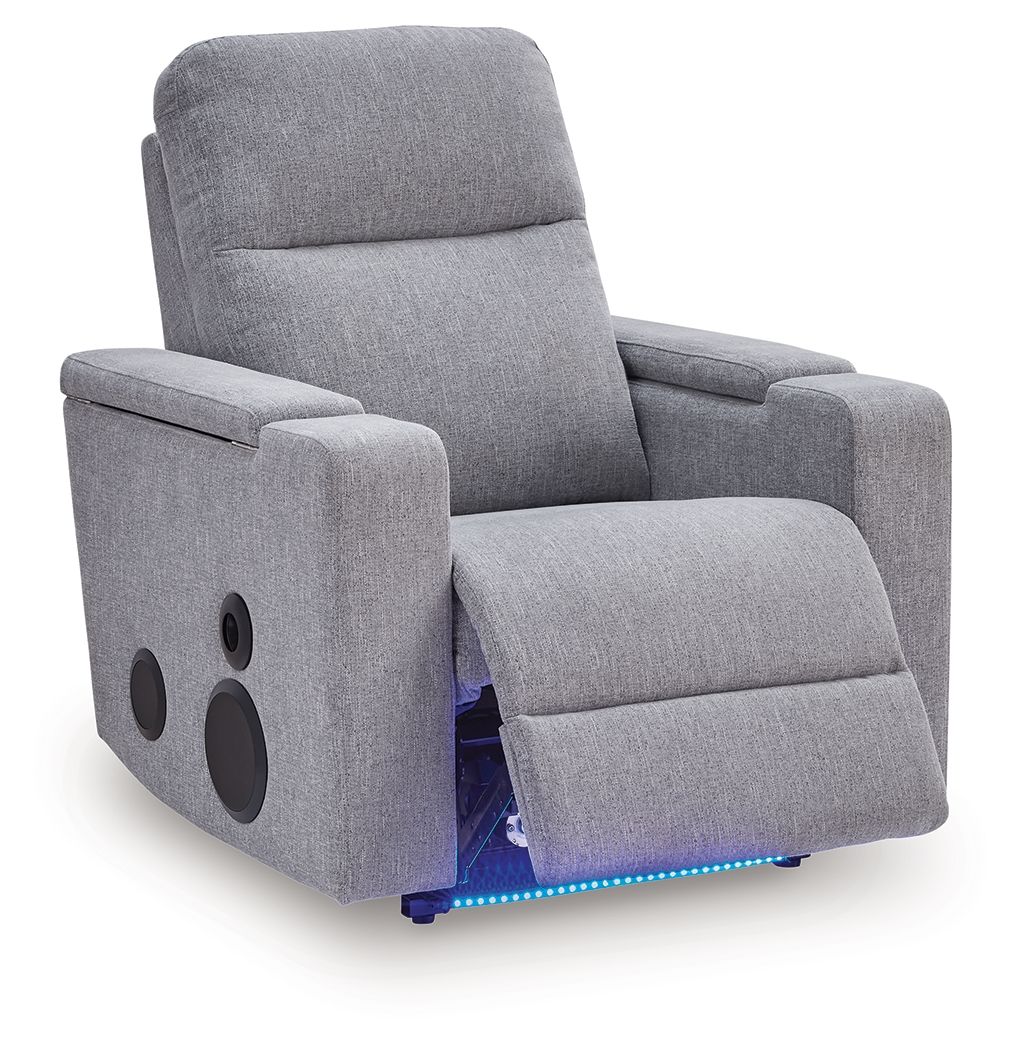 Pineland - Glider Power Recliner With Audio System - Pewter - Stylish Home Furniture