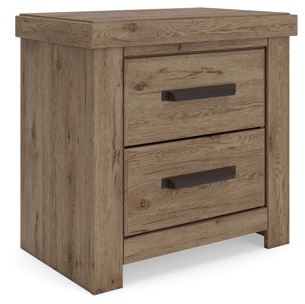 Oliandon - Two Drawer Night Stand - Light Brown - Stylish Home Furniture