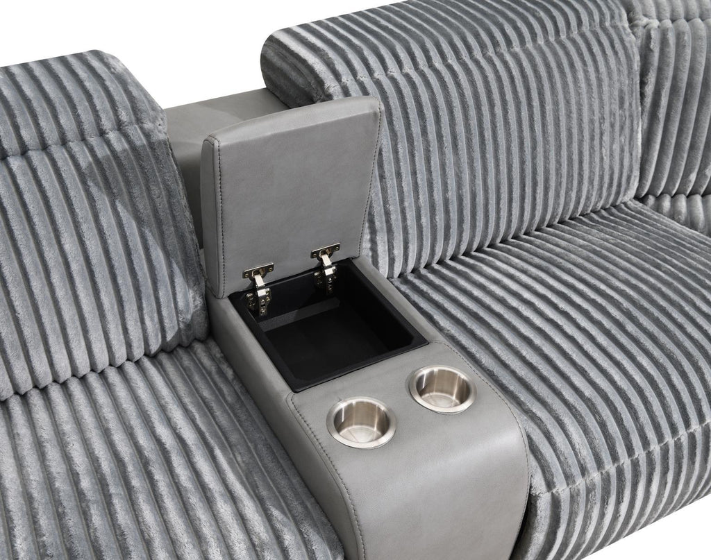 U13 - 6 Piece Gray Power Reclining Sectional With Power Headrest - Dark Gray - Stylish Home Furniture
