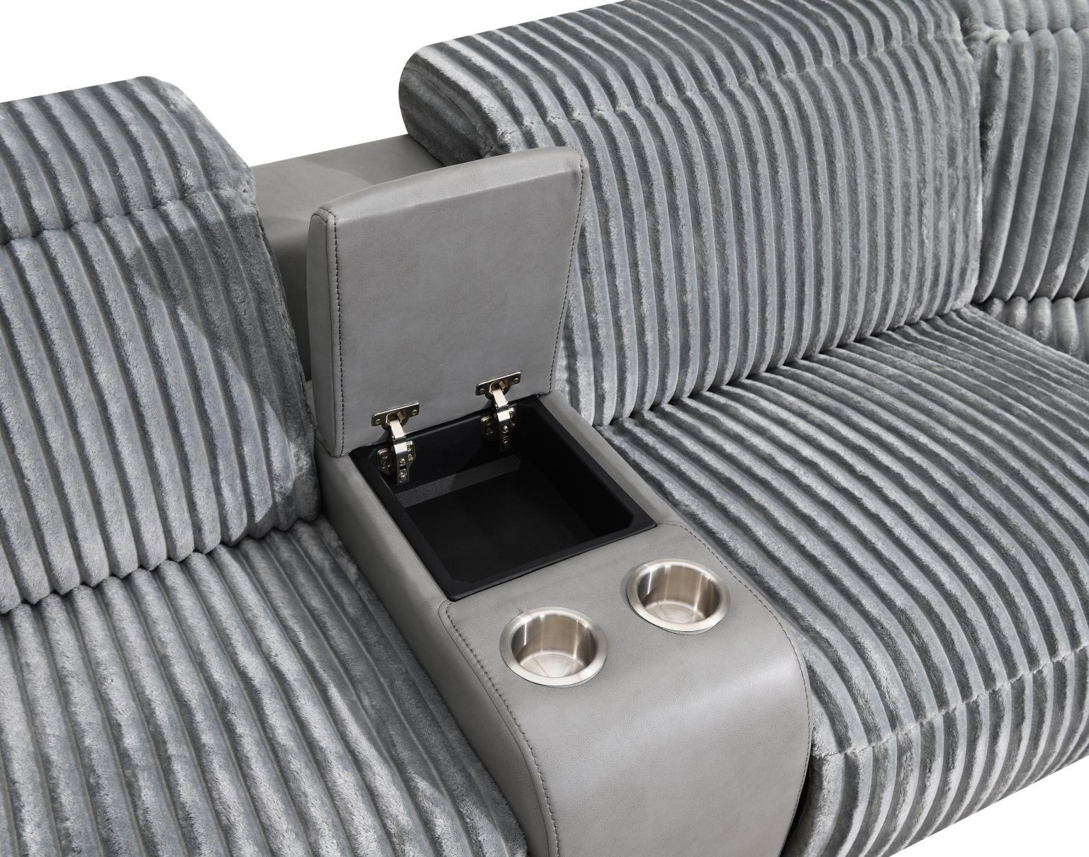 U13 - 6 Piece Gray Power Reclining Sectional With Power Headrest - Dark Gray - Stylish Home Furniture
