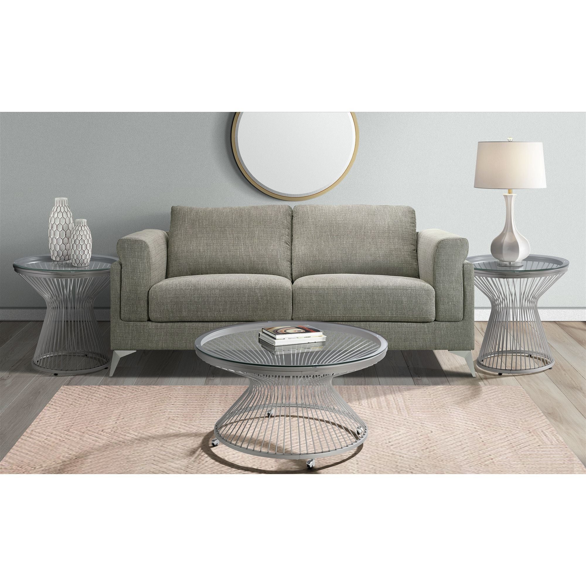 Lavinia - Chrome End Table - White