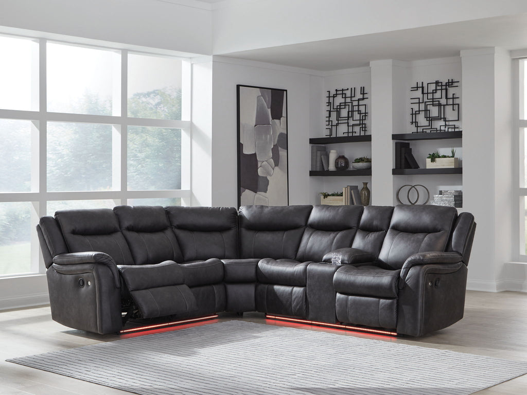 Sultan Meadow - 2-Piece Reclining Sectional - Carbon - Stylish Home Furniture