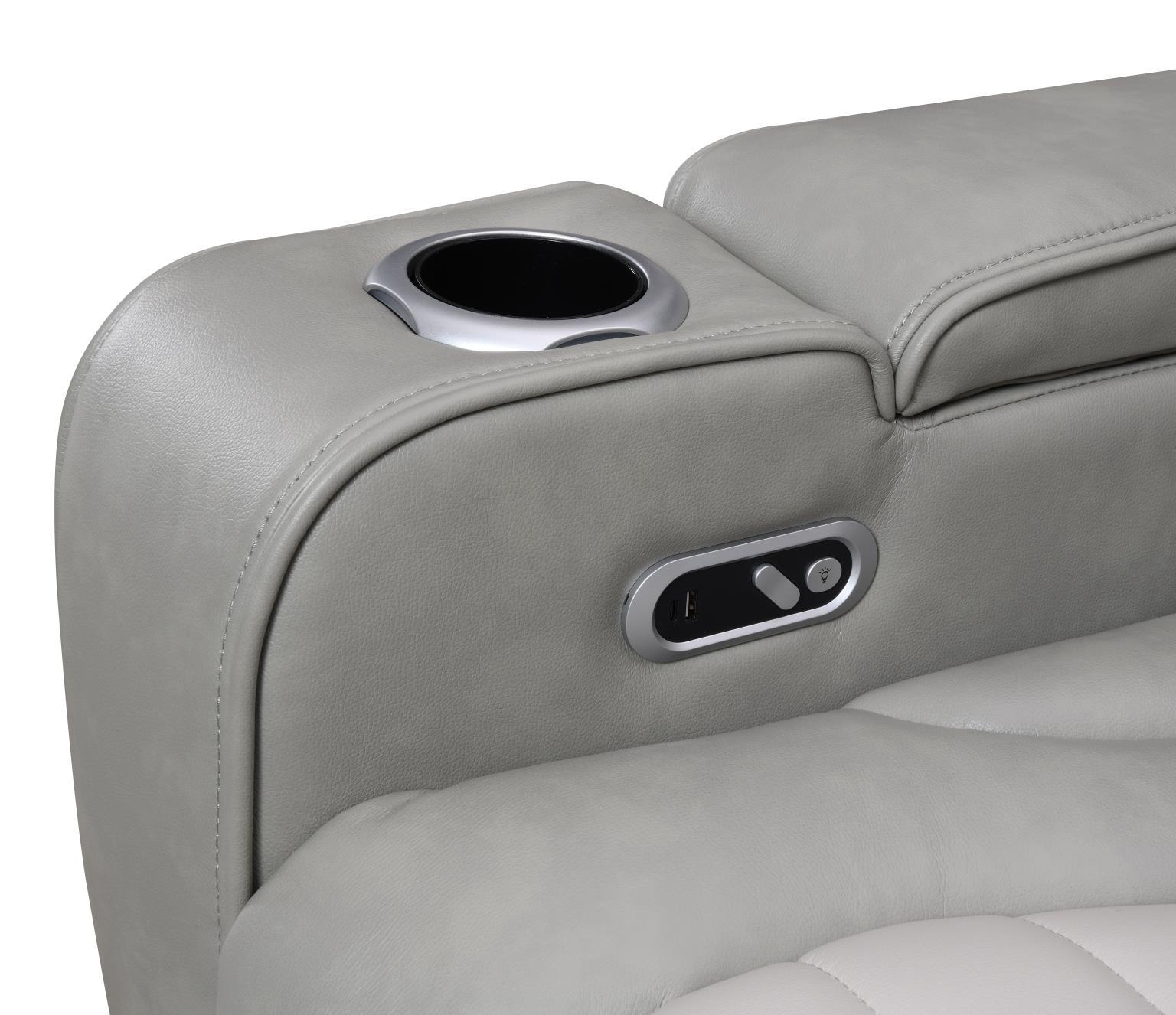 U58 - Power 3 Piece Sectional With Bluetooth Speaker And Wireless Charger - Gray - Stylish Home Furniture