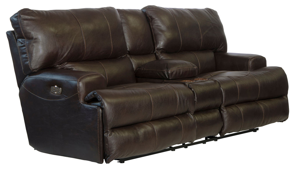 Wembley - Power Headrest With Lumbar Lay Flat Reclining Console Loveseat - Stylish Home Furniture