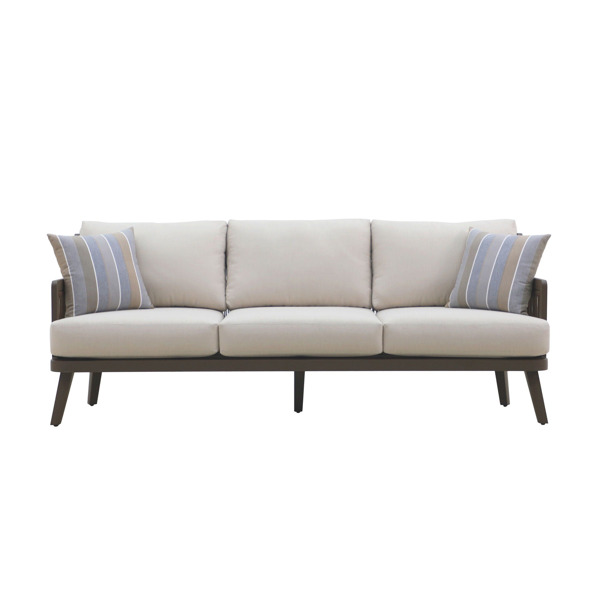 Genova - Patio Sofa With Two Accent Pillows - Gray - Stylish Home Furniture