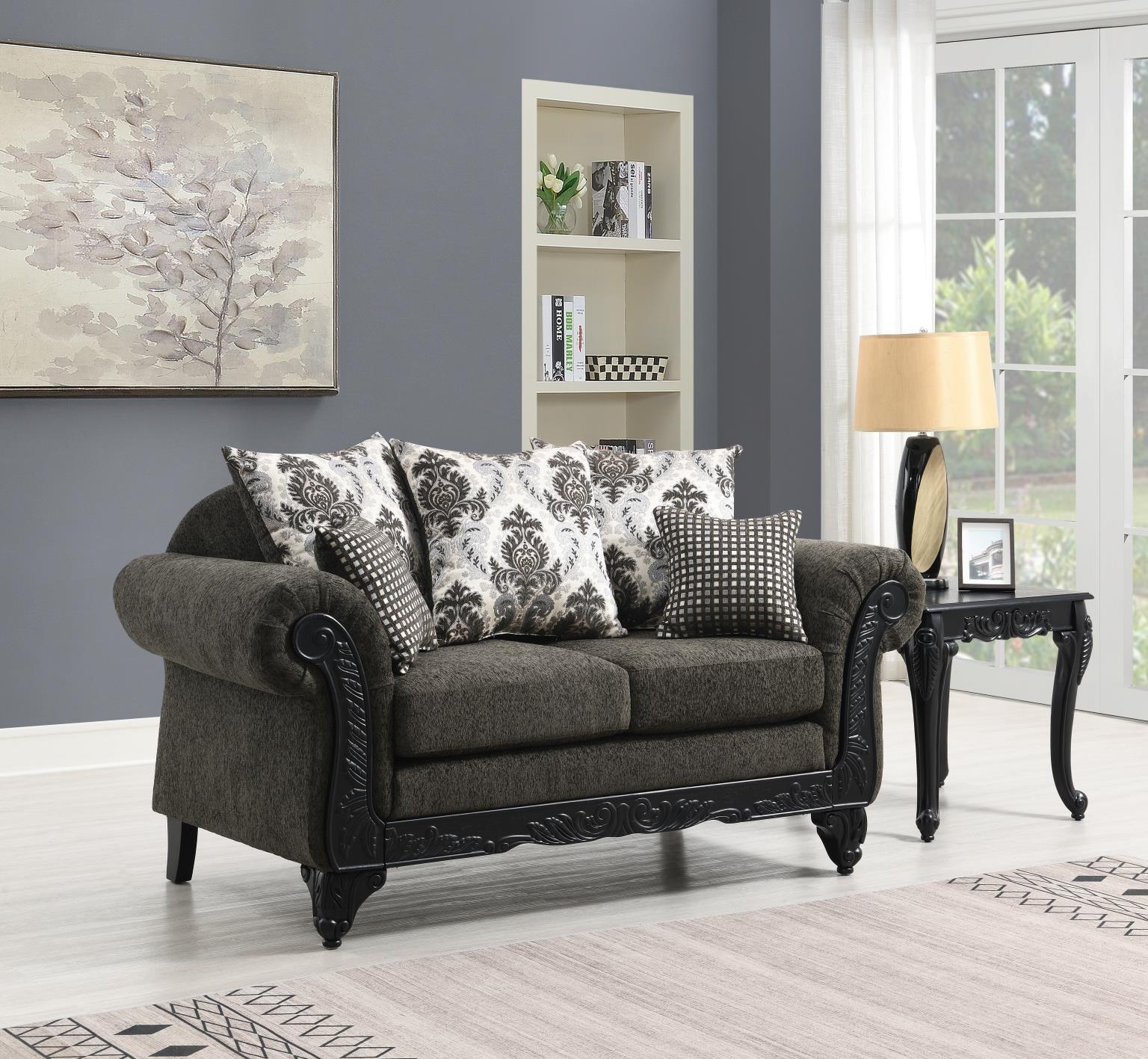 U208 - Traditional Loveseat - Charcoal - Stylish Home Furniture