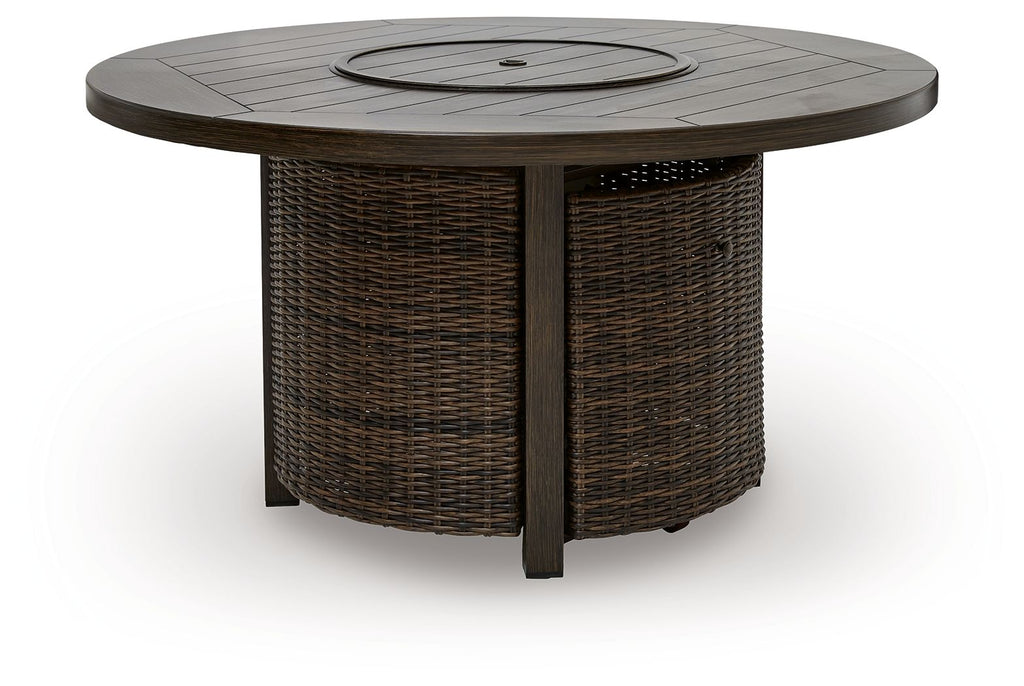 Monterey Point - Round Fire Pit Table - Dark Brown - Stylish Home Furniture