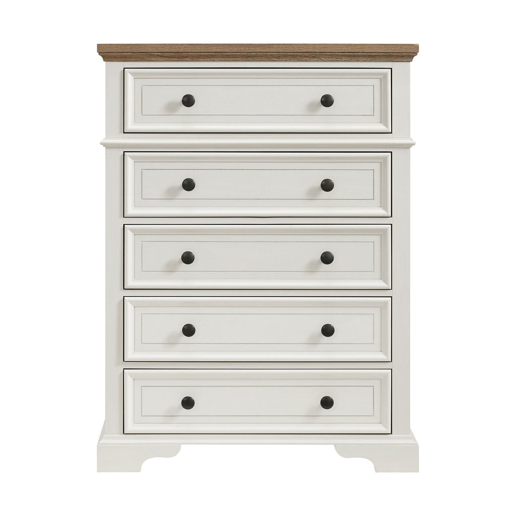 Eastwood - Youth 5-Drawer Chest - Brown And White - Stylish Home Furniture