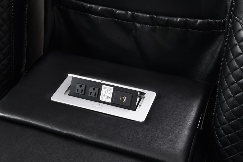 U92 - LED Power Reclining With Power Headrest Chair - Black - Stylish Home Furniture