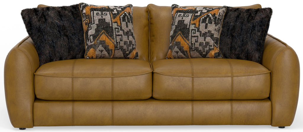 Corvara - Top Grain Italian Leather Match Sofa - Caramel - Stylish Home Furniture