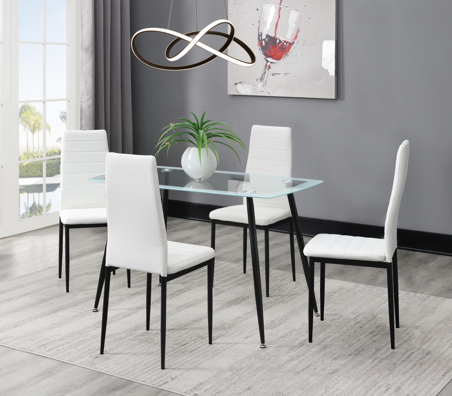 D342 - 5 Piece Dining Room Set (Table, 4 Chairs) - White - Stylish Home Furniture