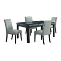 Francesca - Rectangular 5 Piece Gray PU Chairs Dining Set, Table & Four Chairs - Gray Marble - Stylish Home Furniture
