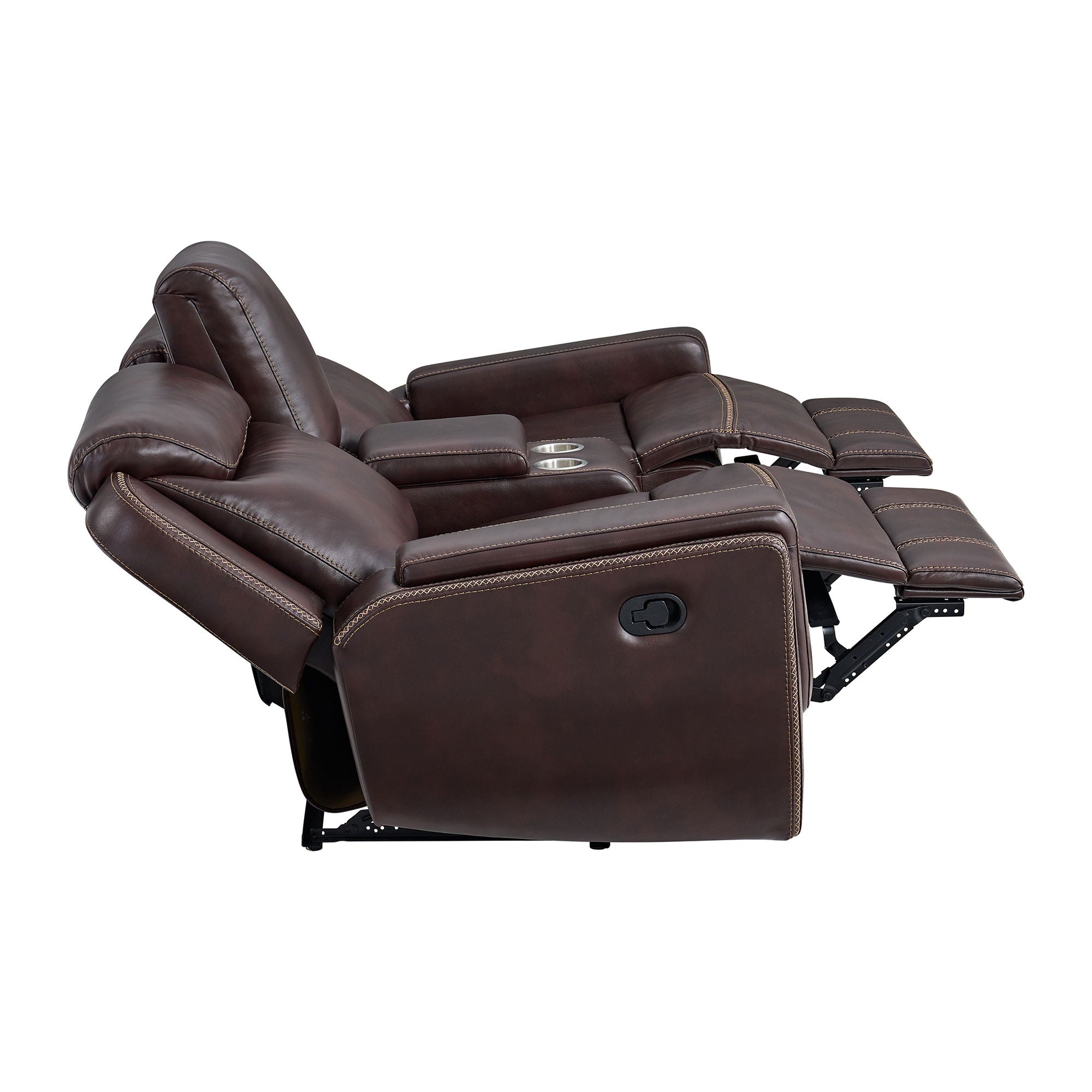 Panther - Motion Loveseat With Console - Neono Brown - Stylish Home Furniture