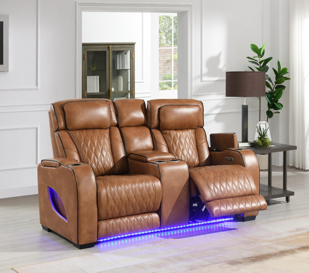 U72 - Power Reclining Loveseat - Brown - Stylish Home Furniture