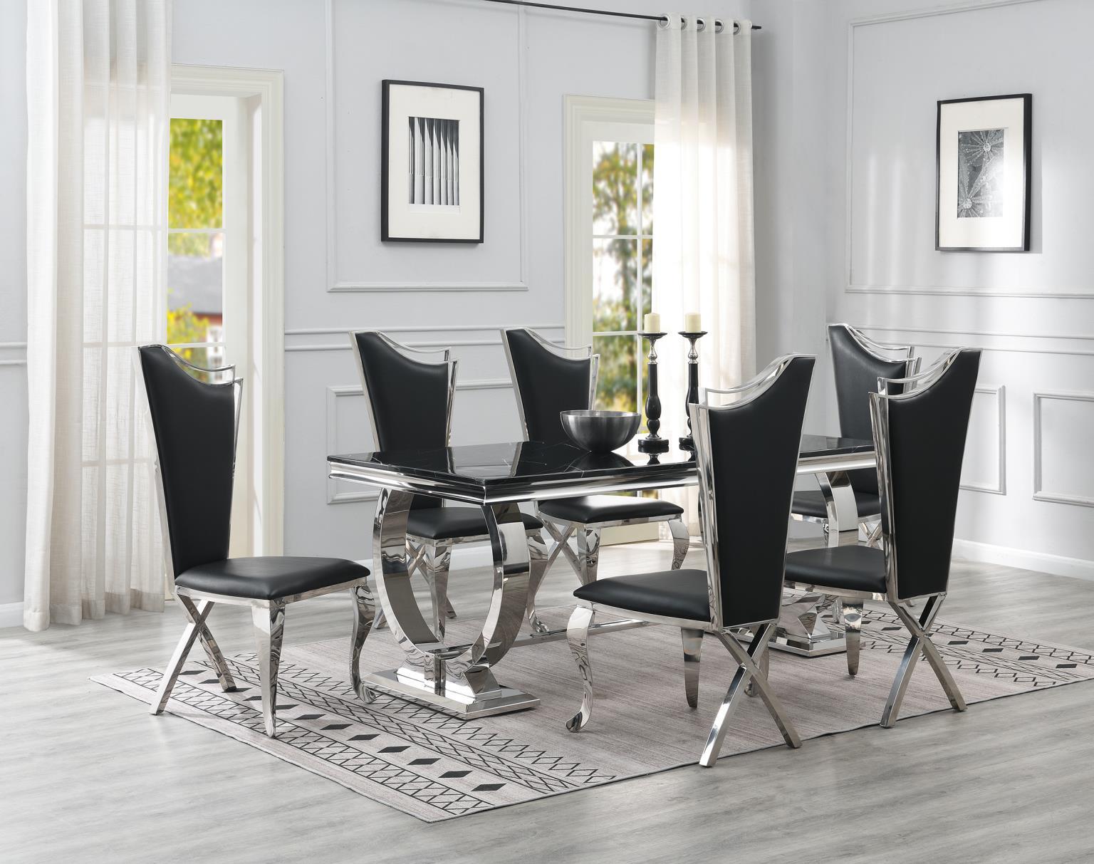 G-082-T-BLACK - Marble Dining Table - Black - Stylish Home Furniture