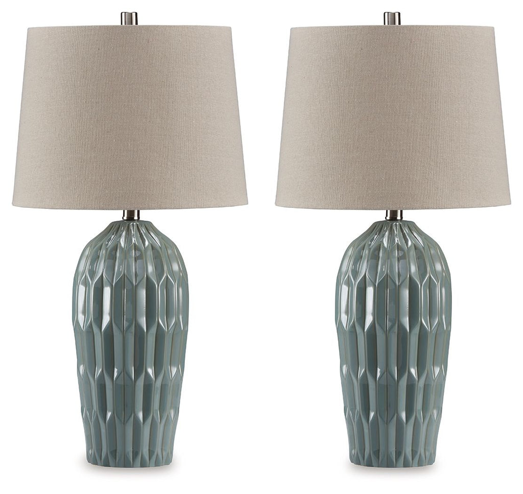 Hadbury - Ceramic Table Lamp (Set of 2) - Pale Blue / Teal - Stylish Home Furniture