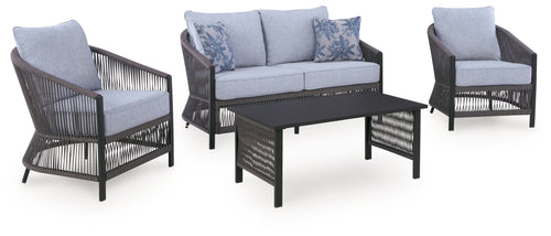 Bridges Beach - Loveseat, Lounge Chairs, Table Set (Set of 4) - Gray - Stylish Home Furniture