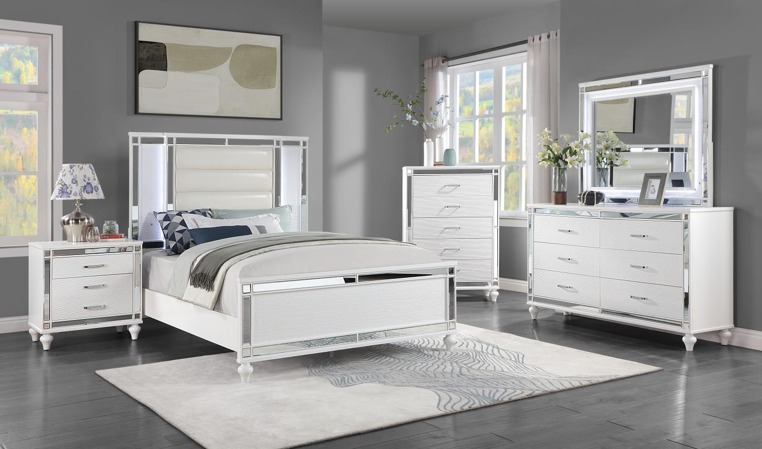 B224 - Upholstered Bed With LED Light - Stylish Home Furniture