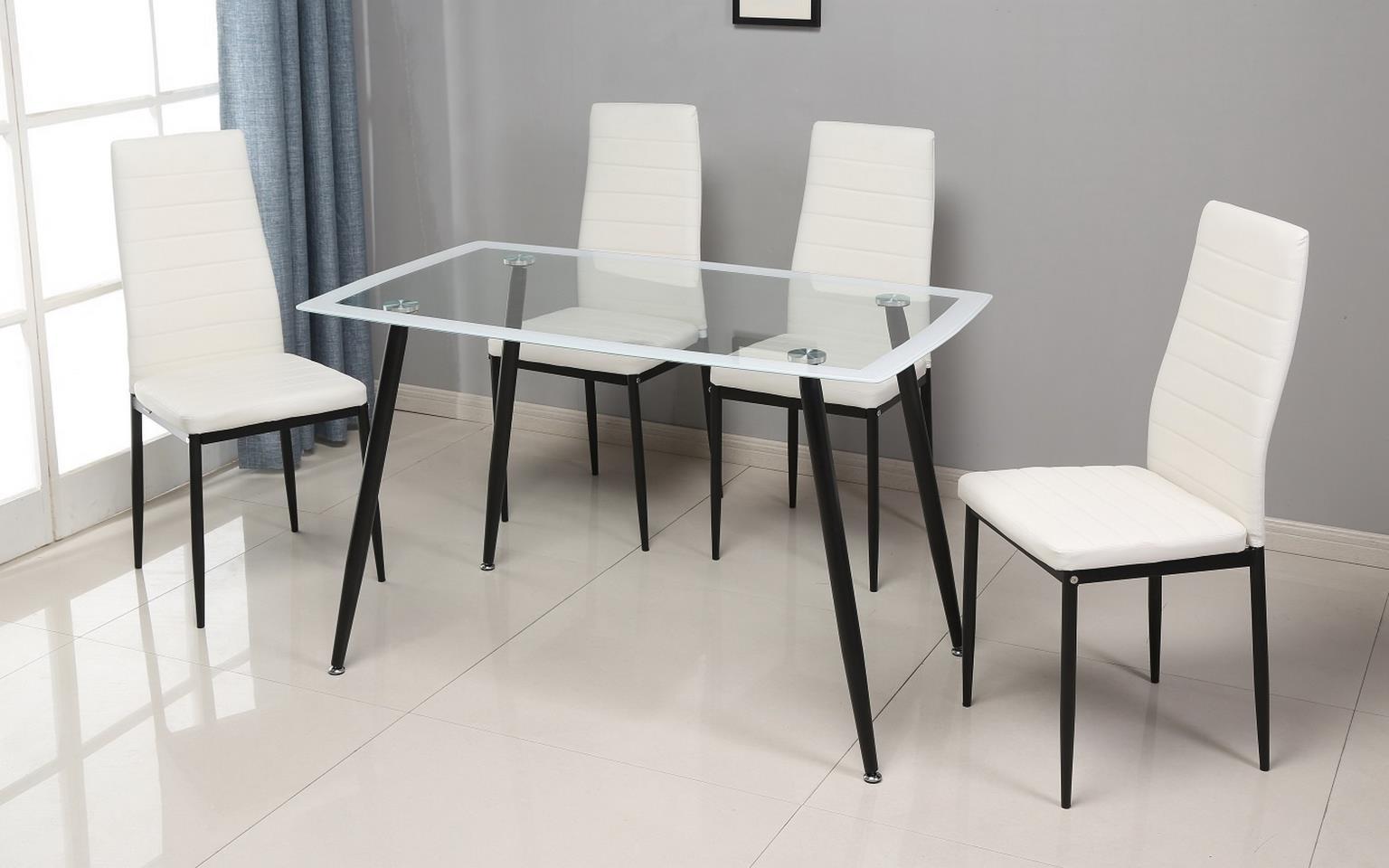 D342 - 5 Piece Dining Room Set (Table, 4 Chairs) - White - Stylish Home Furniture