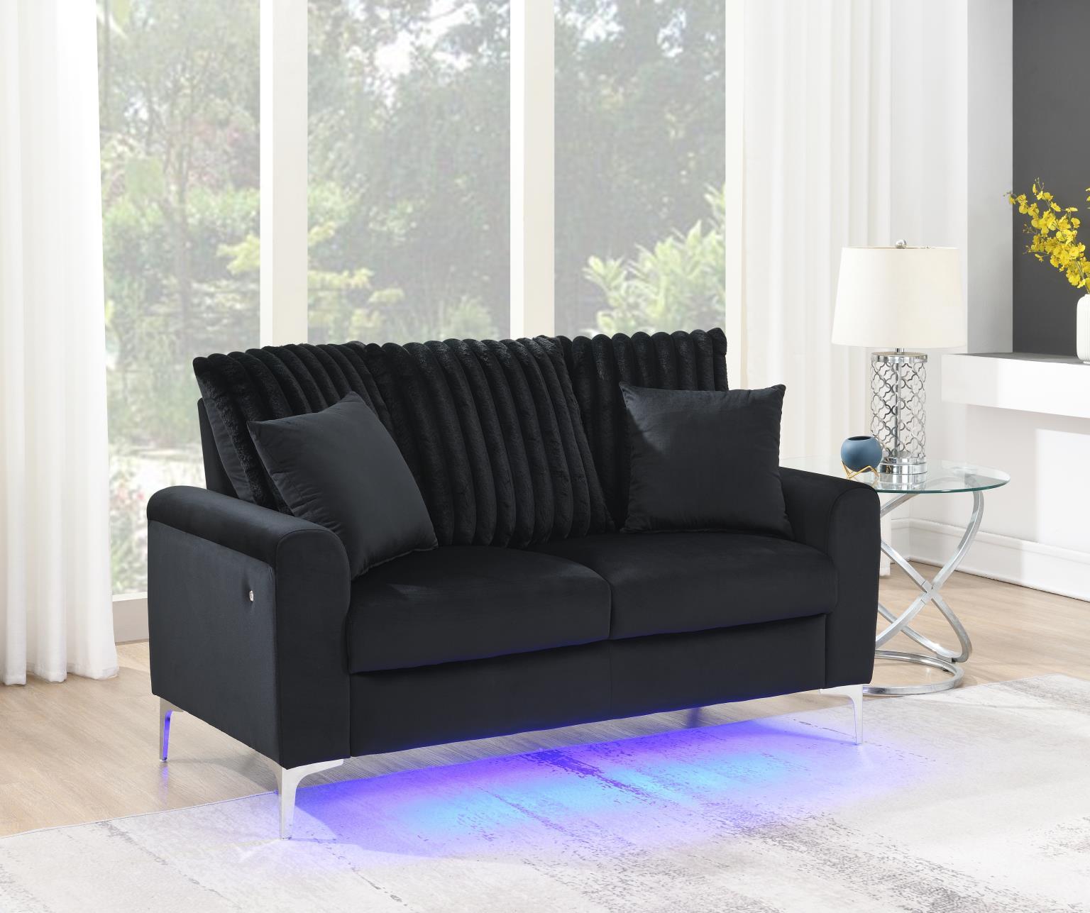 U480 - 3 Piece Living Room Set (Sofa, Loveseat, Chair) - Black - Stylish Home Furniture