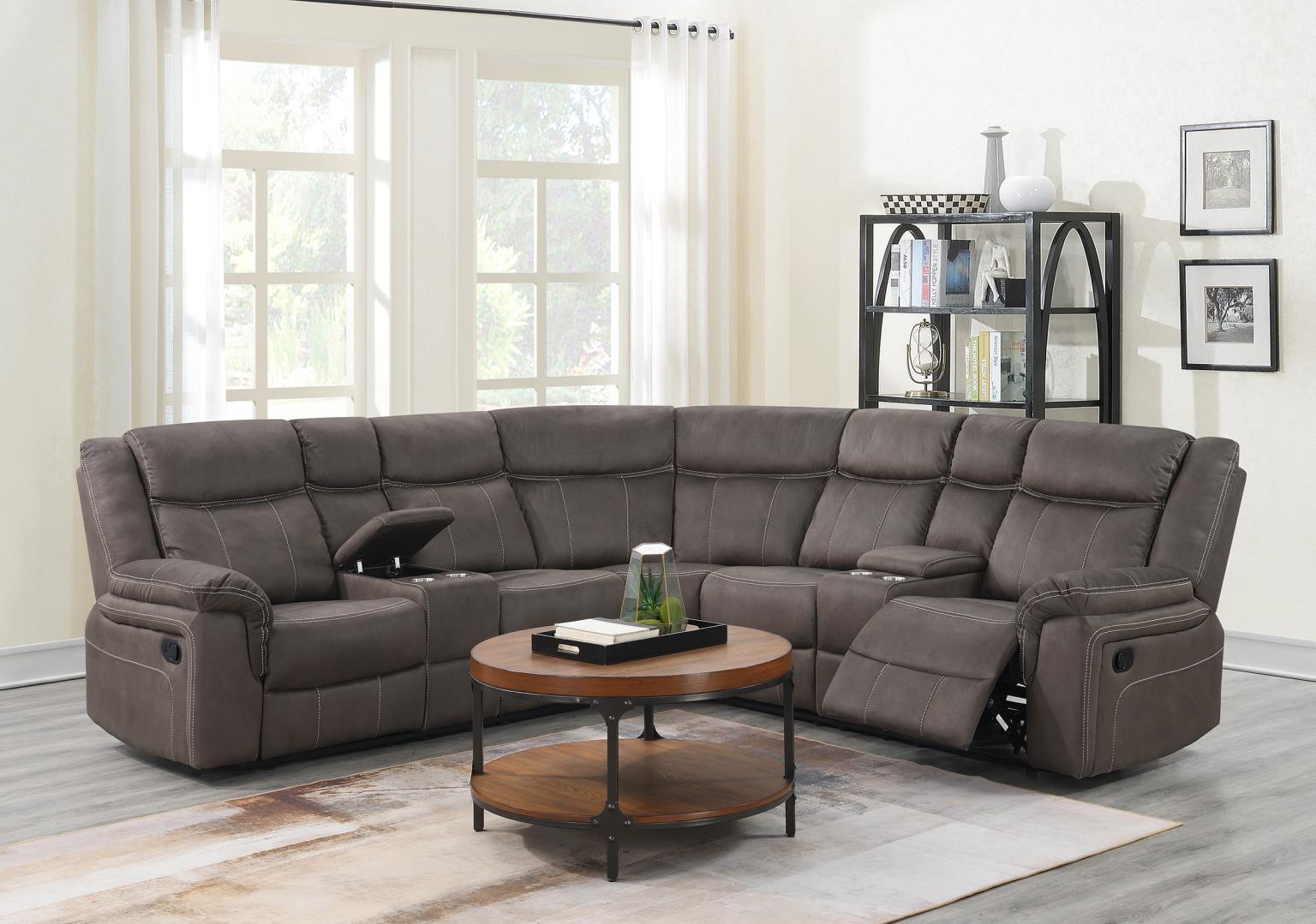 U90 - 3 Piece Reclining Sectional - Brown - Stylish Home Furniture
