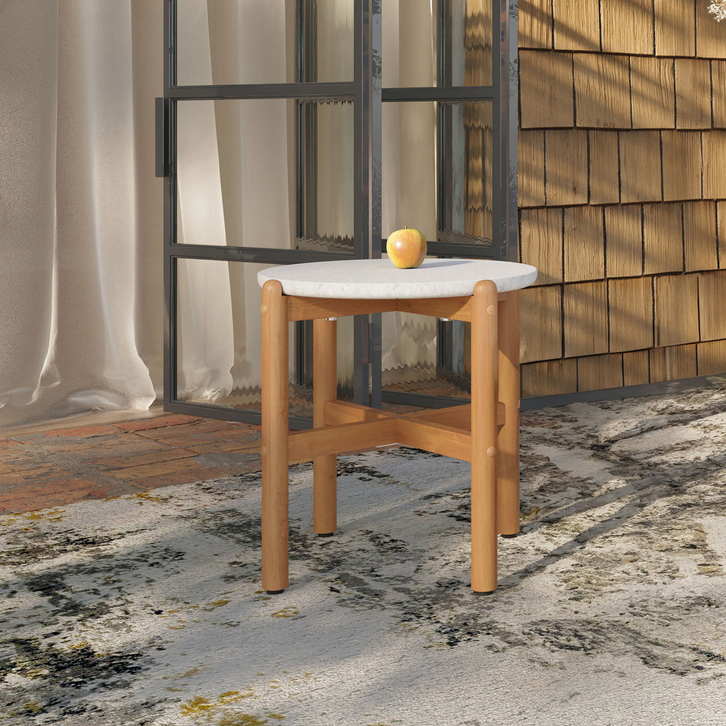 Solstice - End Table With Terazzo Top - White - Stylish Home Furniture
