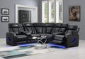 U10 - 3 Piece Power LED Sectional, Power Headrest, Heat, Massage Wireless Charger, And USB - Black - Stylish Home Furniture