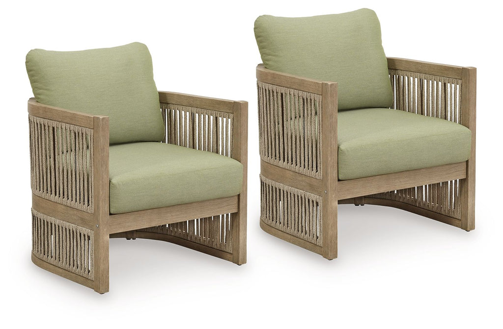 Serena Shores - Lounge Chair With Cushion (Set of 2) - Beige / Green - Stylish Home Furniture