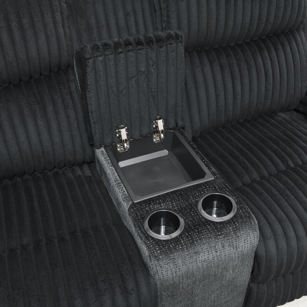 U181 - Corduroy Motion Loveseat - Black - Stylish Home Furniture
