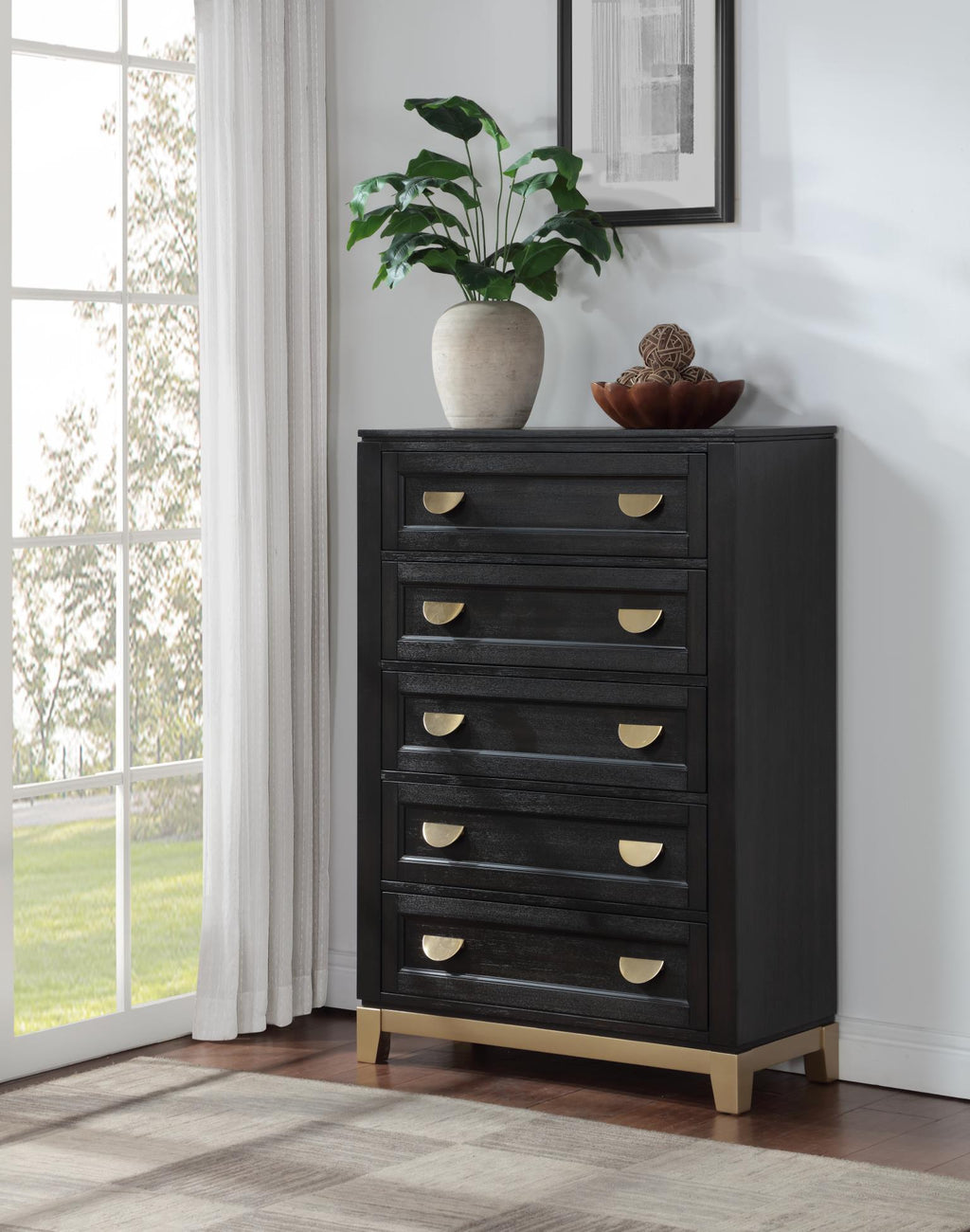 B236 - Chest - Black / Gold - Stylish Home Furniture