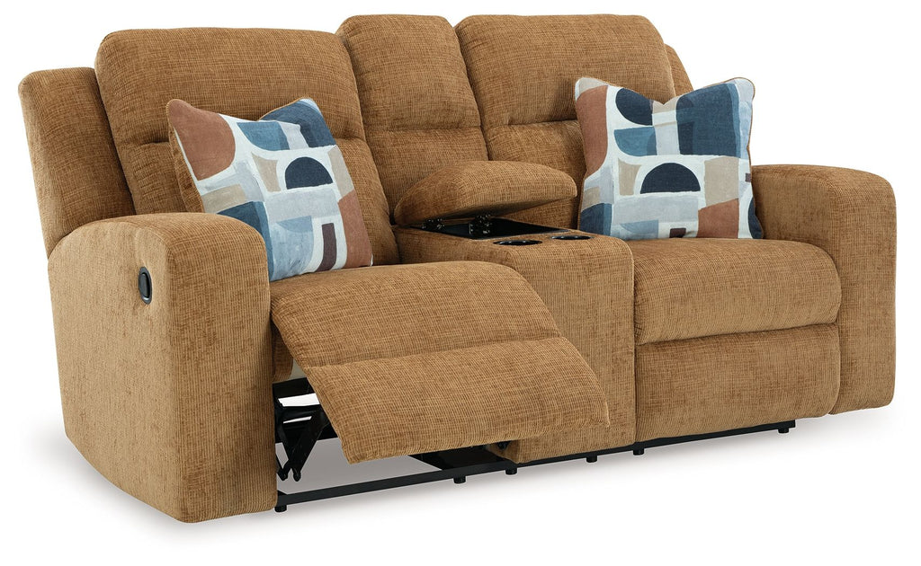 Kanlow - Dbl Reclining Loveseat With Console - Stylish Home Furniture