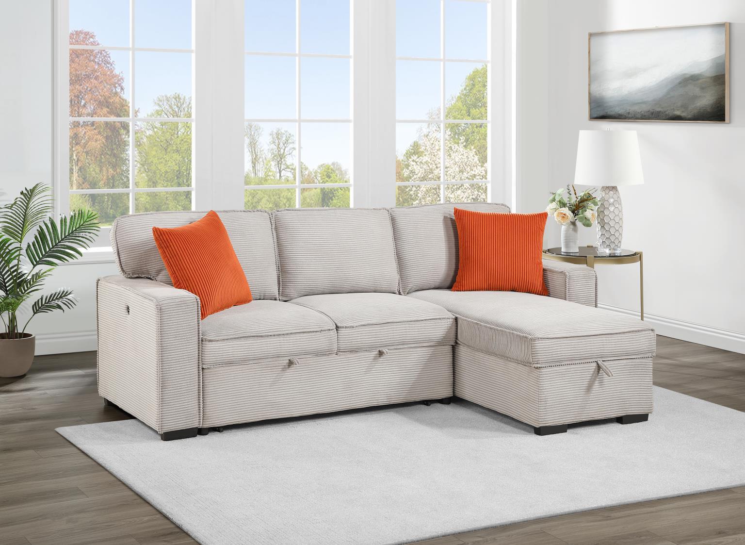 U393 - Sofa Chaise Sectional - Beige - Stylish Home Furniture