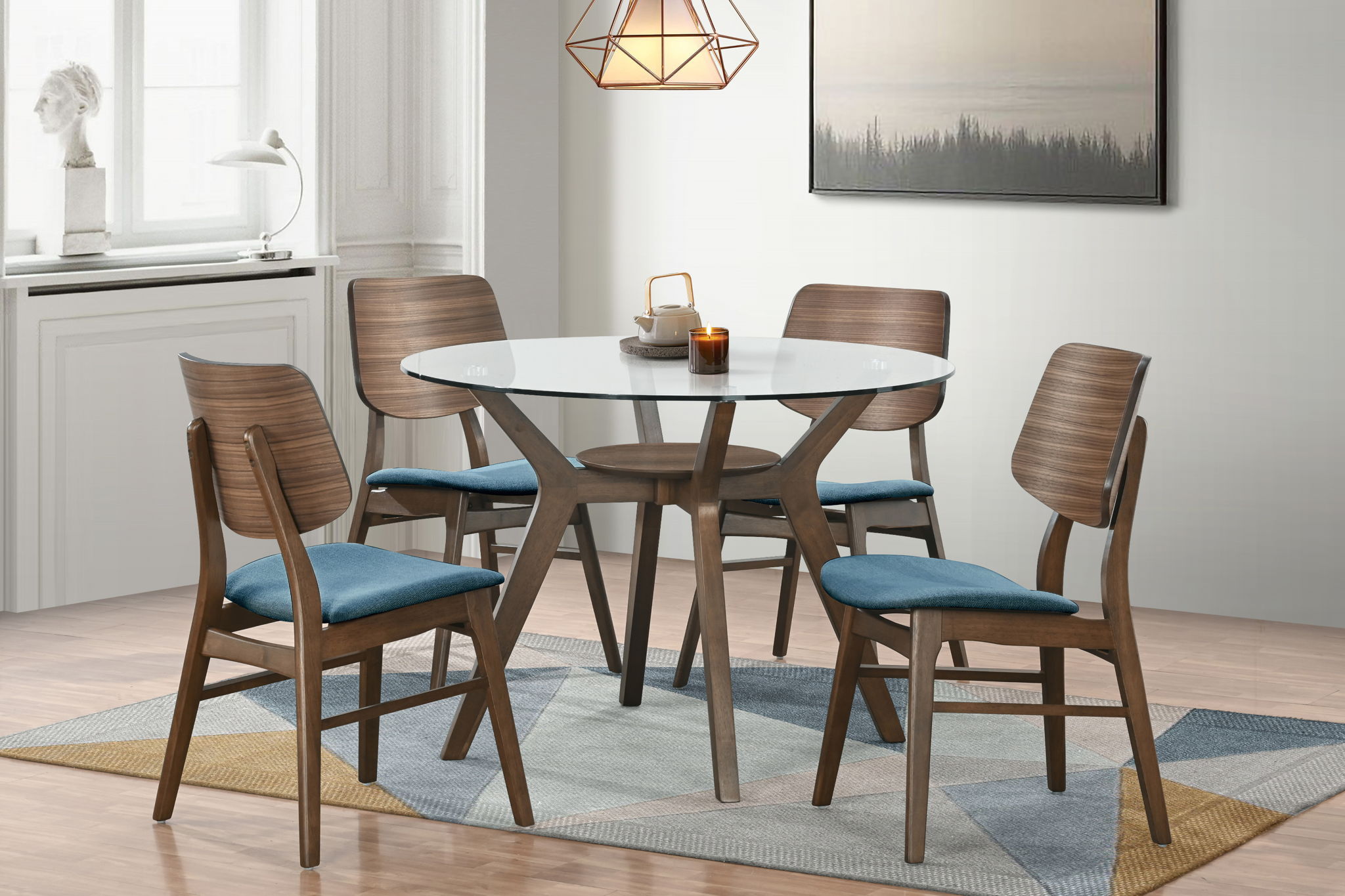 Oscar - Round Glass Dining Table Set - Stylish Home Furniture