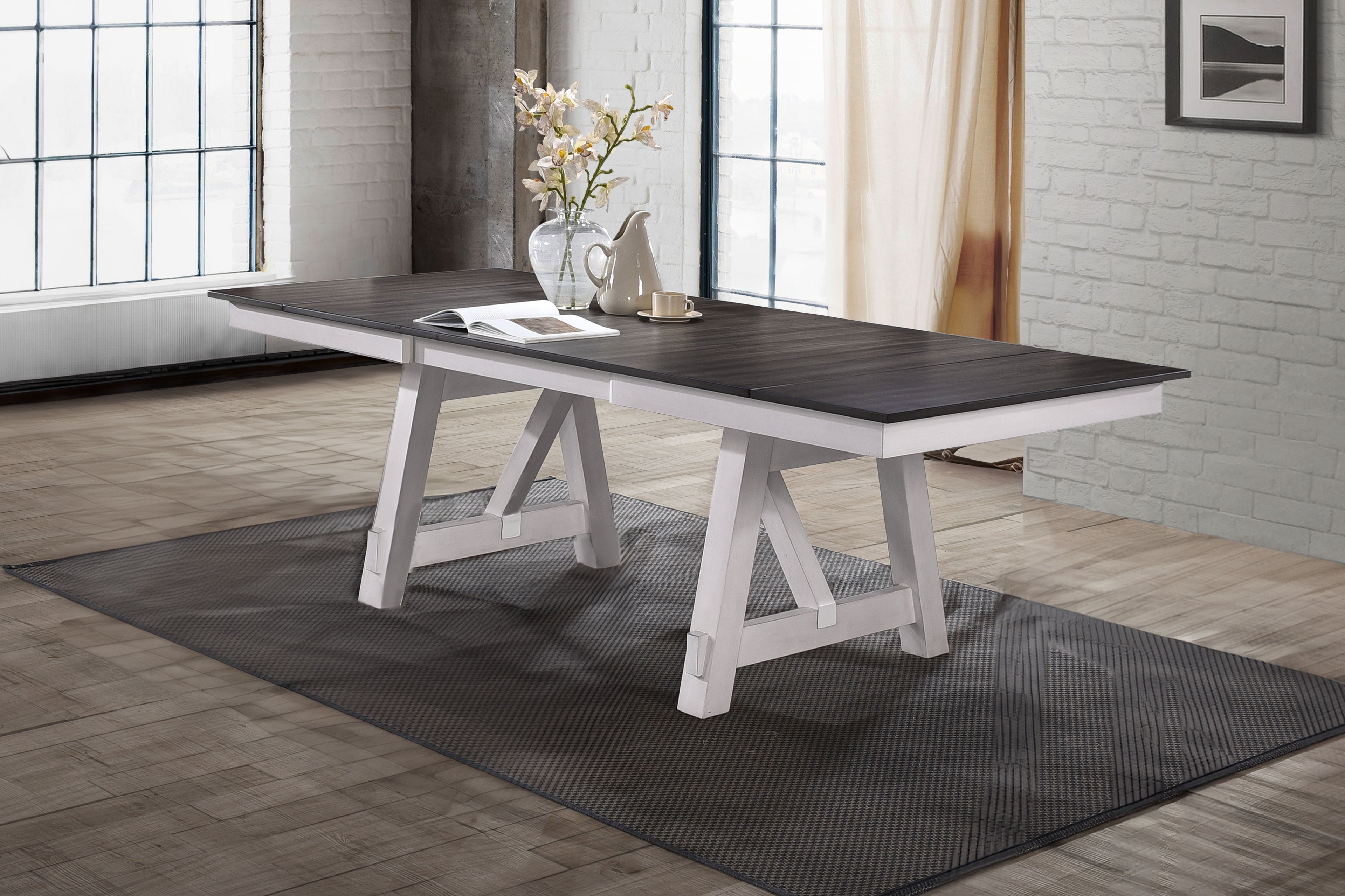 Maisie - Dining Table Top & Base - White / Dark Brown - Stylish Home Furniture