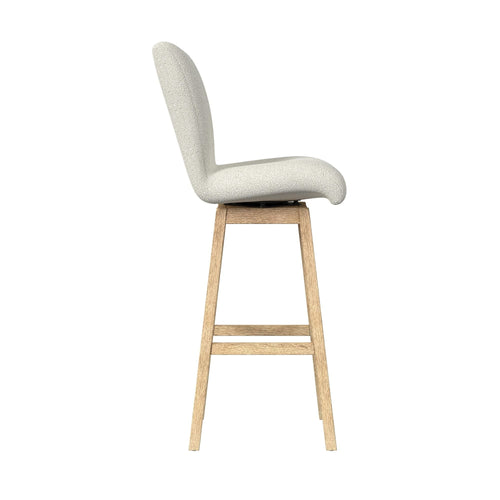 Cambrie - Upholstered Swivel Bar Stool With Boucle (Set of 2) - Beige / Natural - Stylish Home Furniture