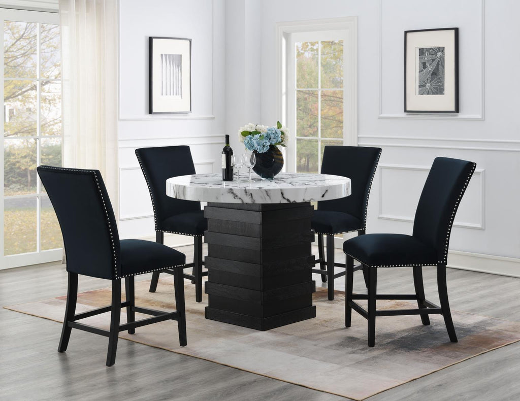 D141 - Round Counter Height Table - White / Black