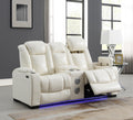 U94 - LED Power Reclining With Power Headrest, Bluetooth Speaker, And Drop Down Table Loveseat - White - Stylish Home Furniture