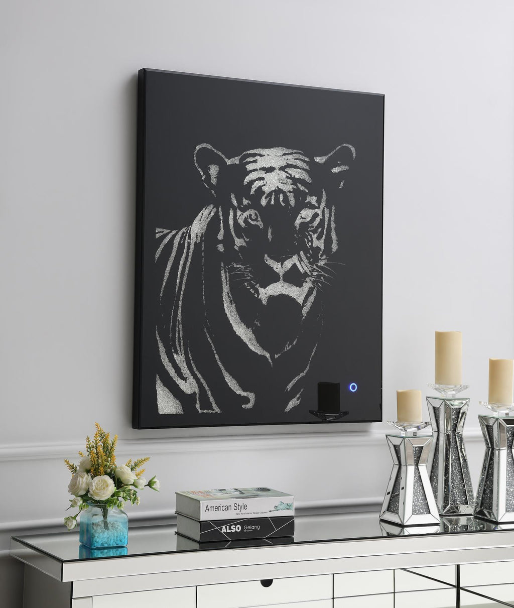 A2015 - LED Wall Art (Tiger) - Pearl Silver - Stylish Home Furniture